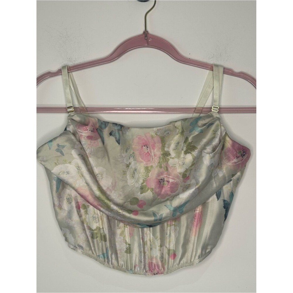 NWT Victoria’s Secret Very Sexy Satin Draped Corset Top Floral Butterfly L - Picture 2 of 7